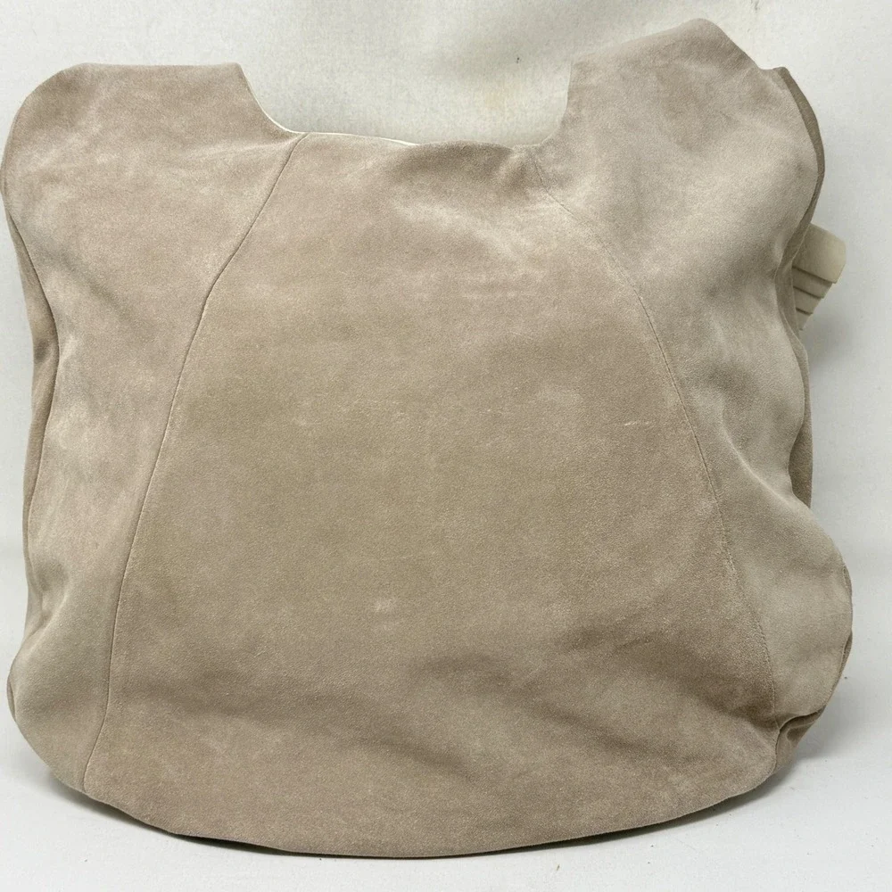 Renato Angi Beige Leather Ruffle Flower Double Handle Purse Shoulder Bag‎ NWT